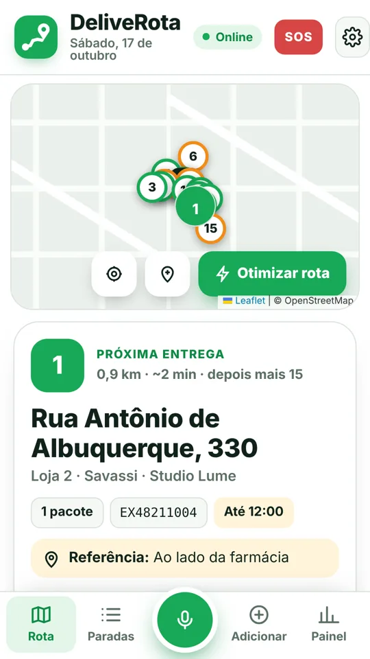 Próxima entrega com botão de navegar